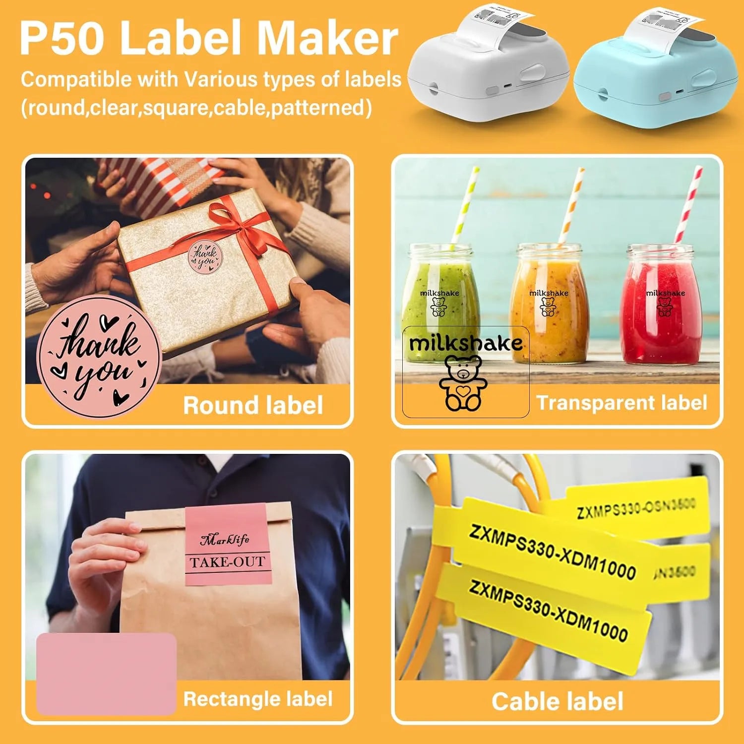 P50 Bluetooth Thermodrucker für Etiketten & QR-Codes