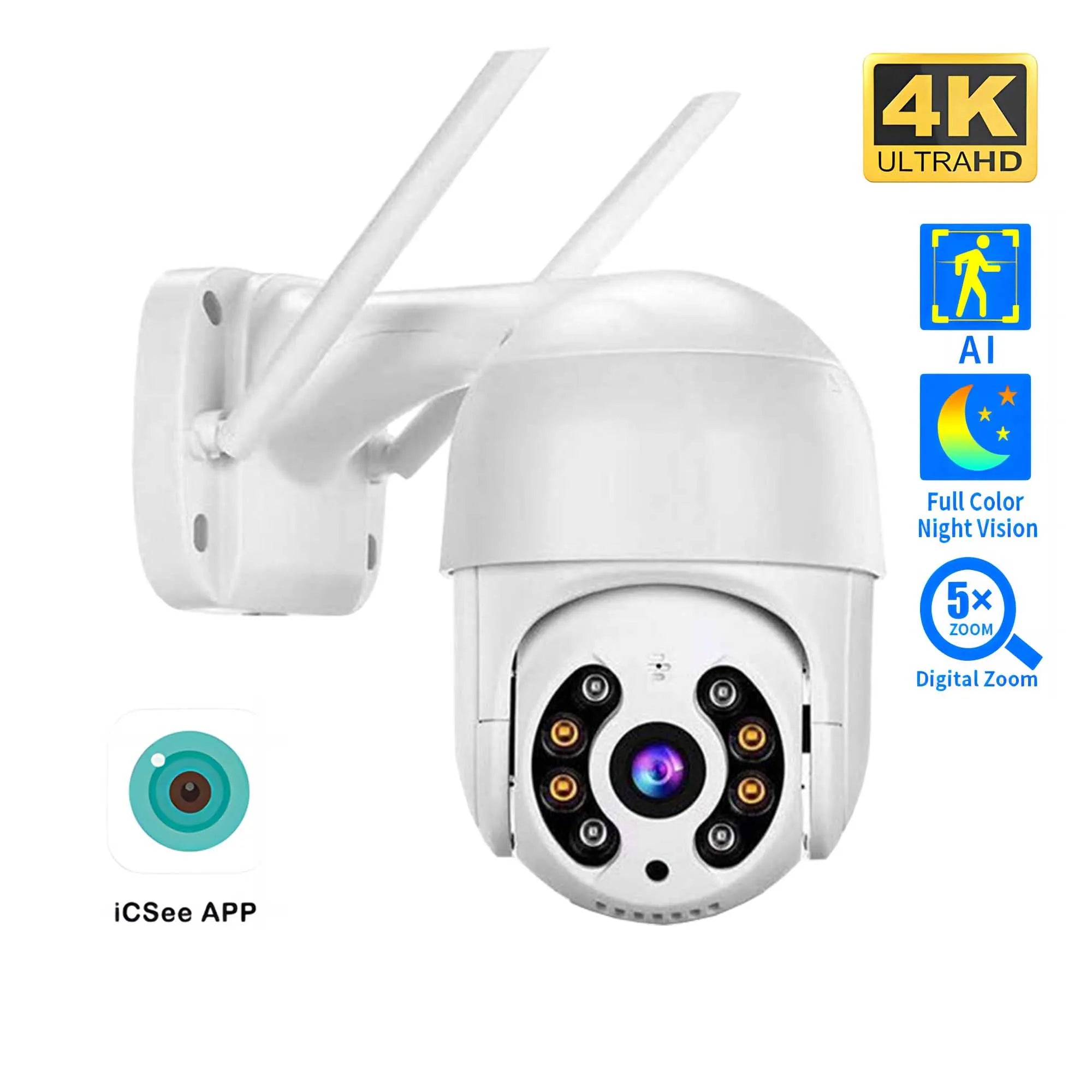 8MP 4K PTZ WLAN IP Kamera mit Auto-Tracking