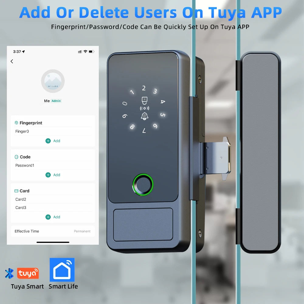 RAYKUBE G18 Smart Glastürschloss mit Tuya App