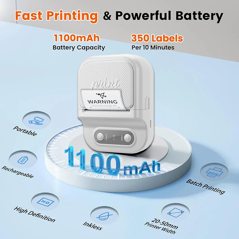 Mini Bluetooth Thermo-Etikettendrucker 12-58 mm tragbar
