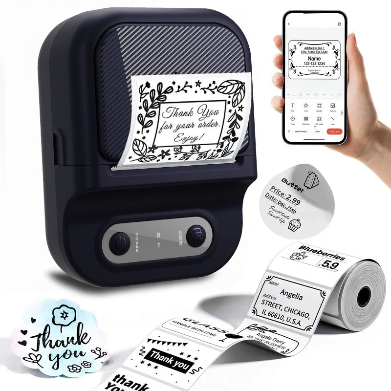 Portable Thermal Label Printer Bluetooth Mini