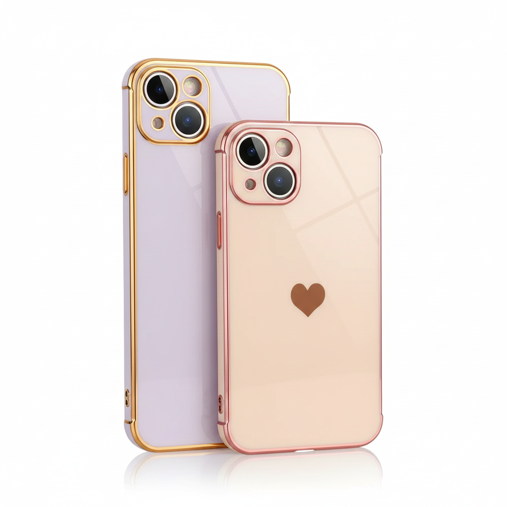 Glänzende Herzrand Handyhülle für iPhone 17