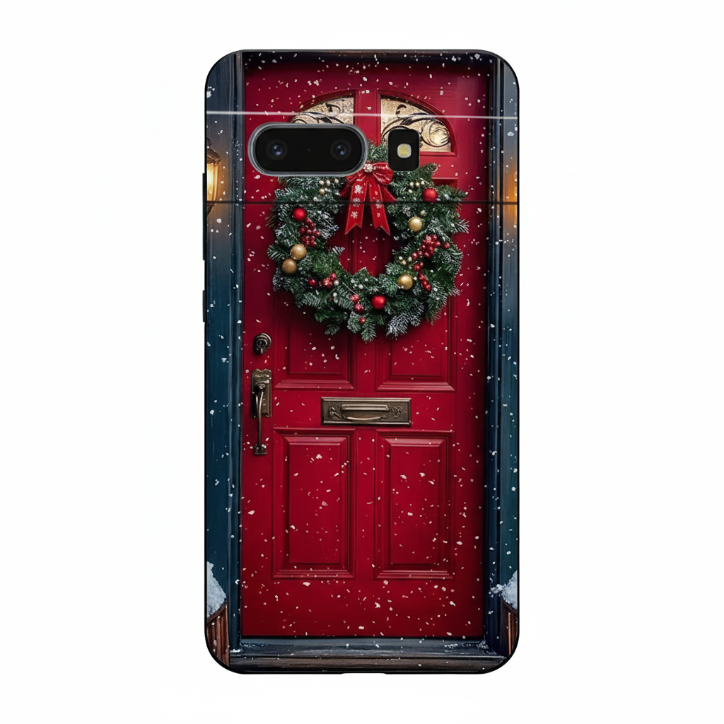 Aesthetic Christmas silicone case for Google Pixel 8, 9 and 10. Flexible, shockproof, protective soft TPU case.