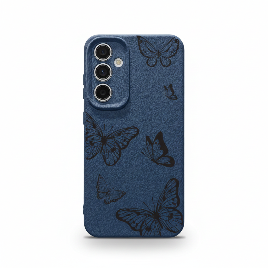 Elegant butterfly case with leather look for Samsung