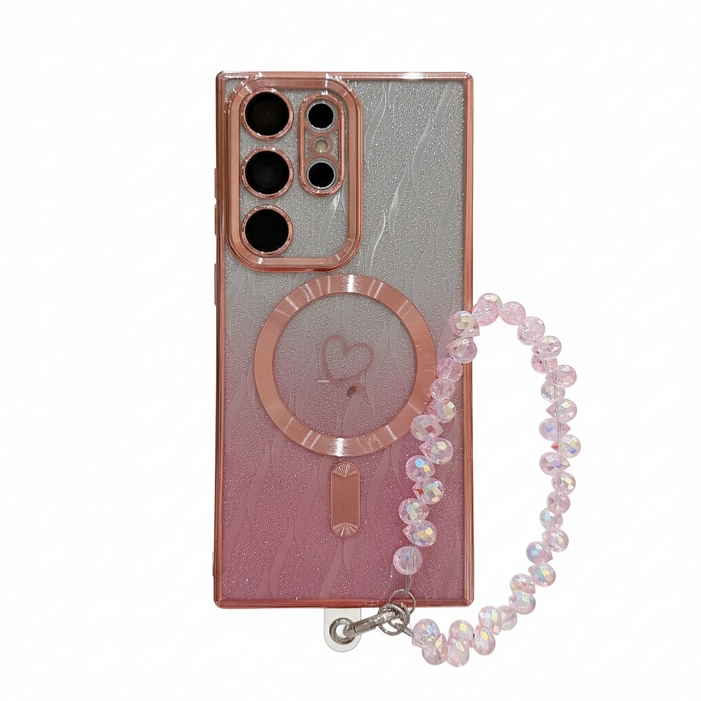 Herz Glitzer Kristall Armband Hülle für Samsung S25 Ultra