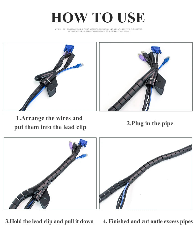 Flexibler Spiralkabel Organizer – 5/10 m Kabelhalter