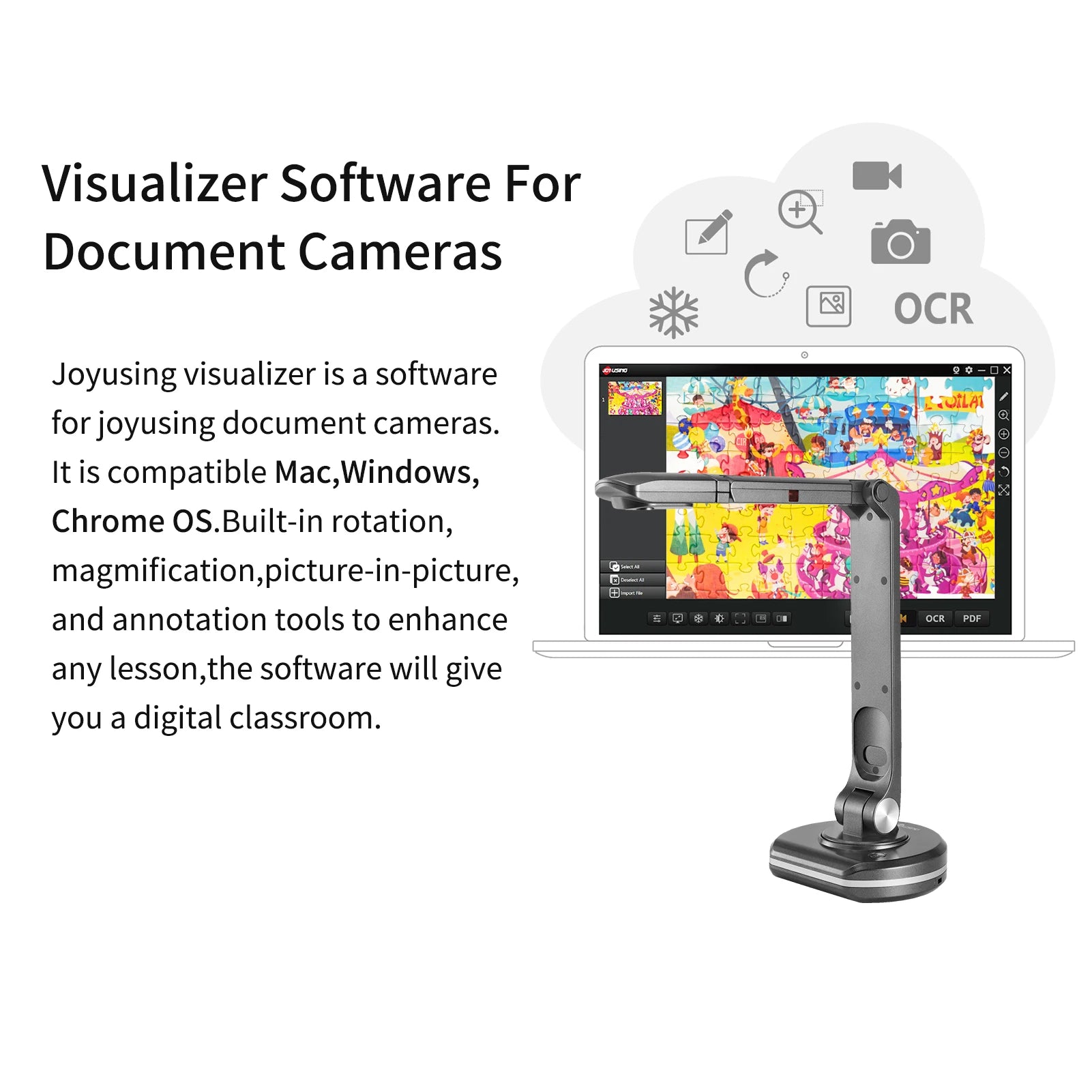 2-in-1 Dokumentenkamera & Buchscanner mit Autofokus