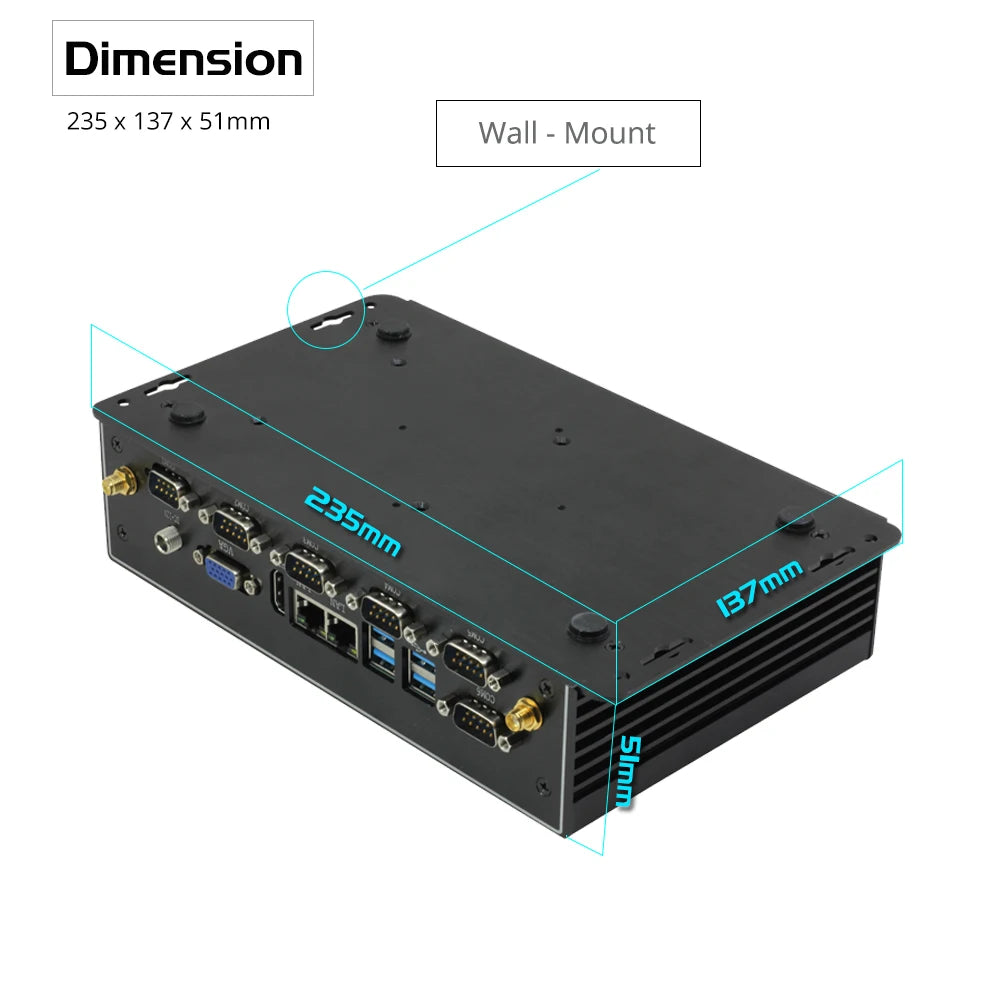 Lüfterloser Mini Industrie-PC Dual LAN 6 COM Windows 11