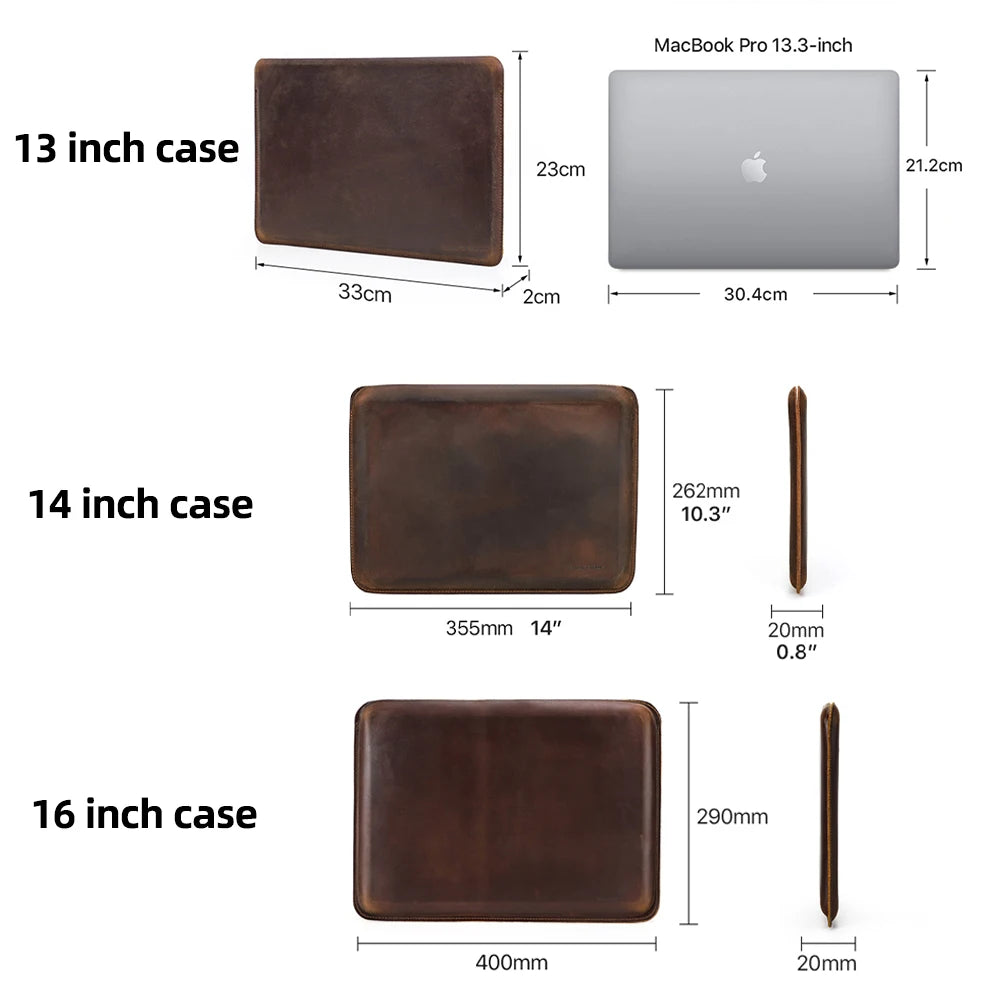 FAMILIE Echtleder Laptop Hülle 13–16 Zoll