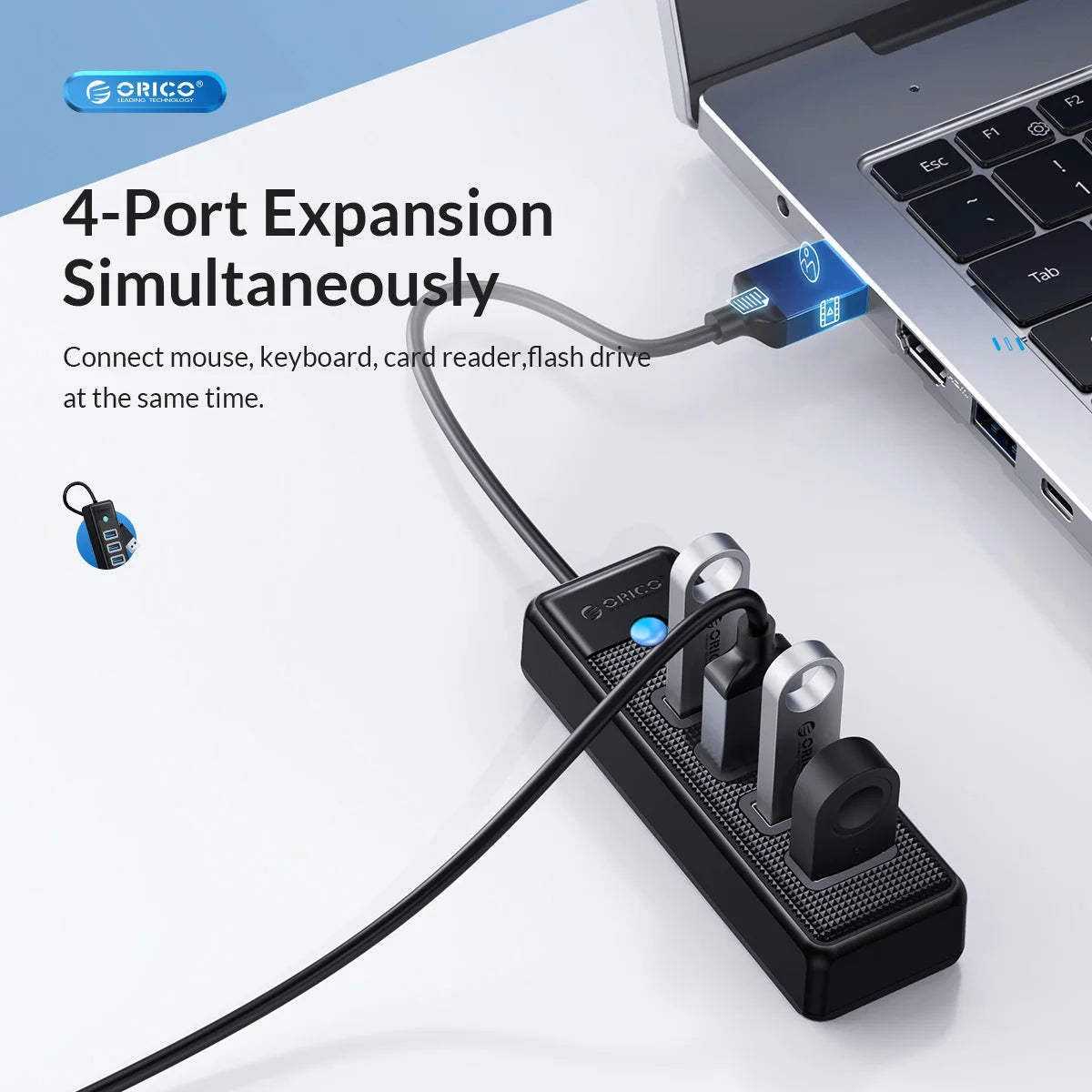 ORICO USB 3.0 HUB 4 Ports Mini OTG Adapter