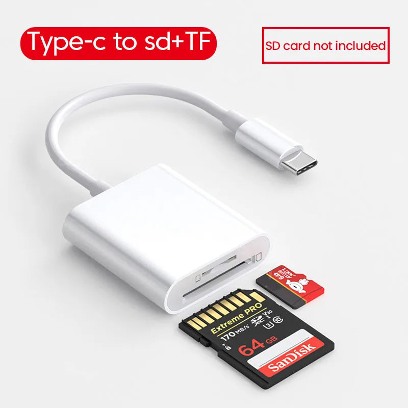 4-in-1 OTG Type-C Lightning SD TF Card Reader