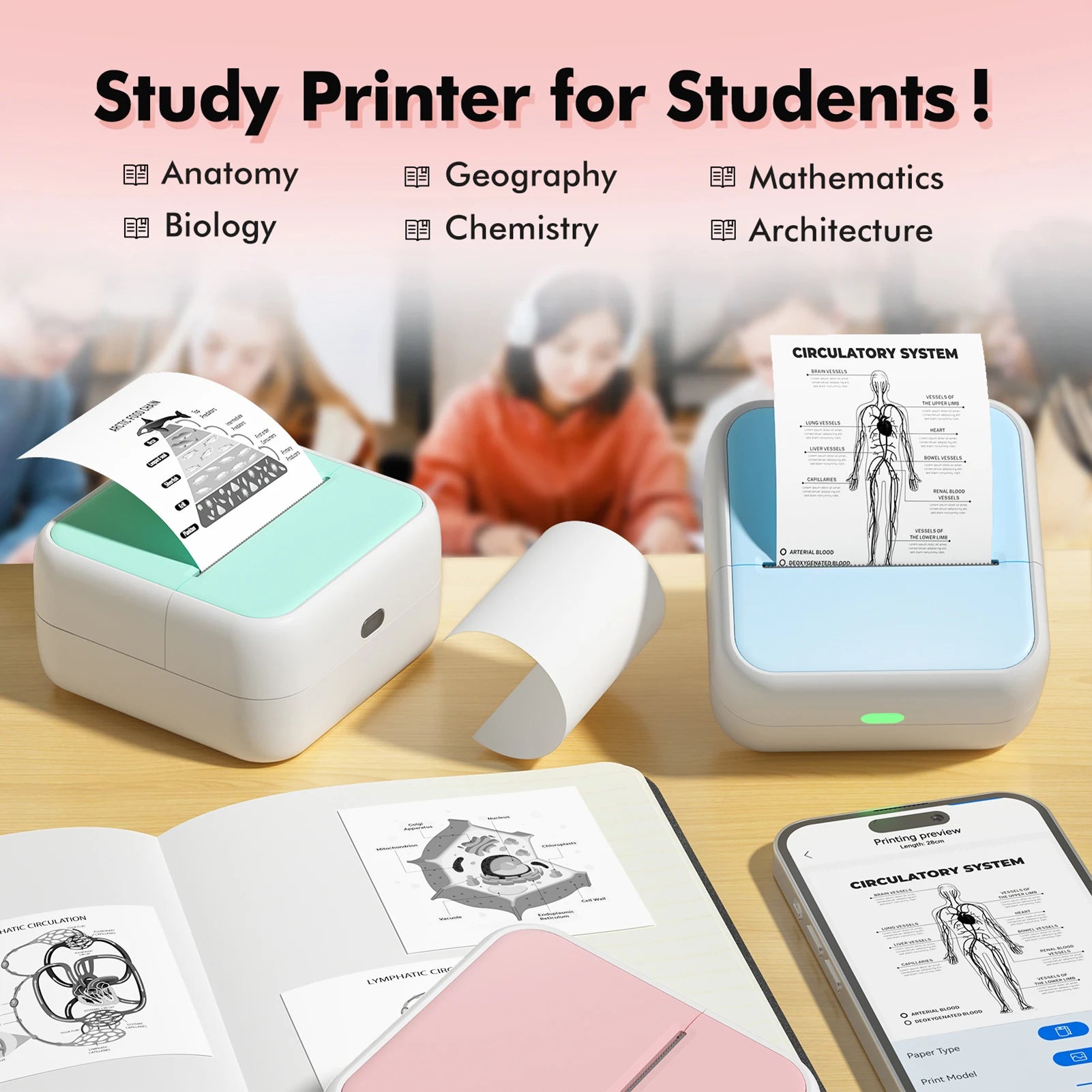 Mini Thermodrucker Taschenformat Bluetooth kabellos