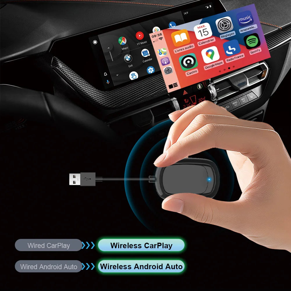 2in1 Mini Wireless CarPlay Android Auto