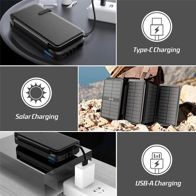 43800mAh Solar Powerbank mit Qi Schnellladung PD22.5W