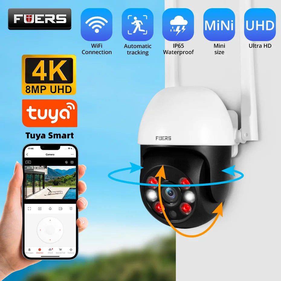 Fuers 8MP 4K Tuya WLAN IP Sicherheitskamera