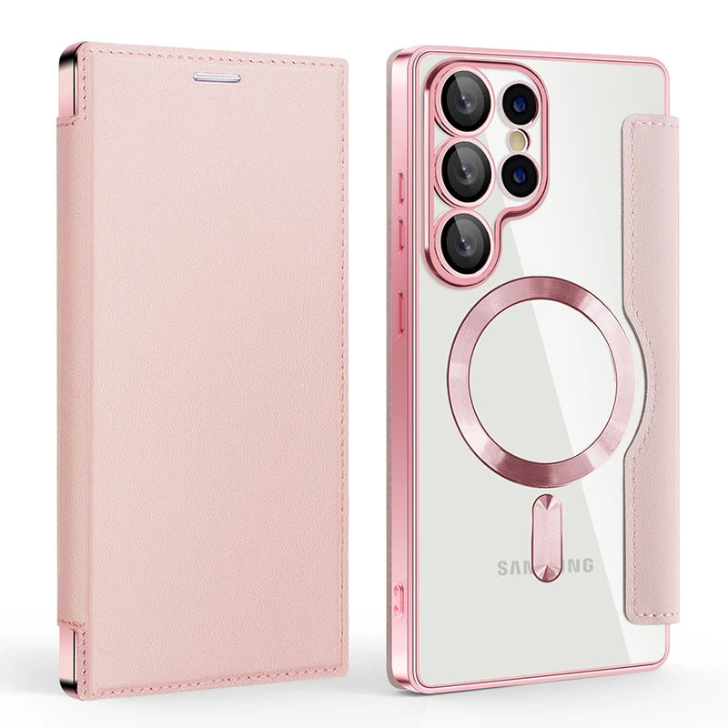 Magnetische Leder Wallet Hülle für Samsung S25 Ultra