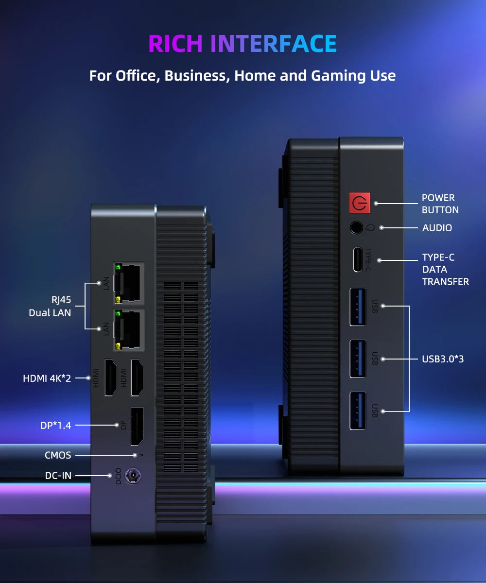 YCTipc Mini-PC Ryzen 5 4500U Windows 11 SSD 512GB