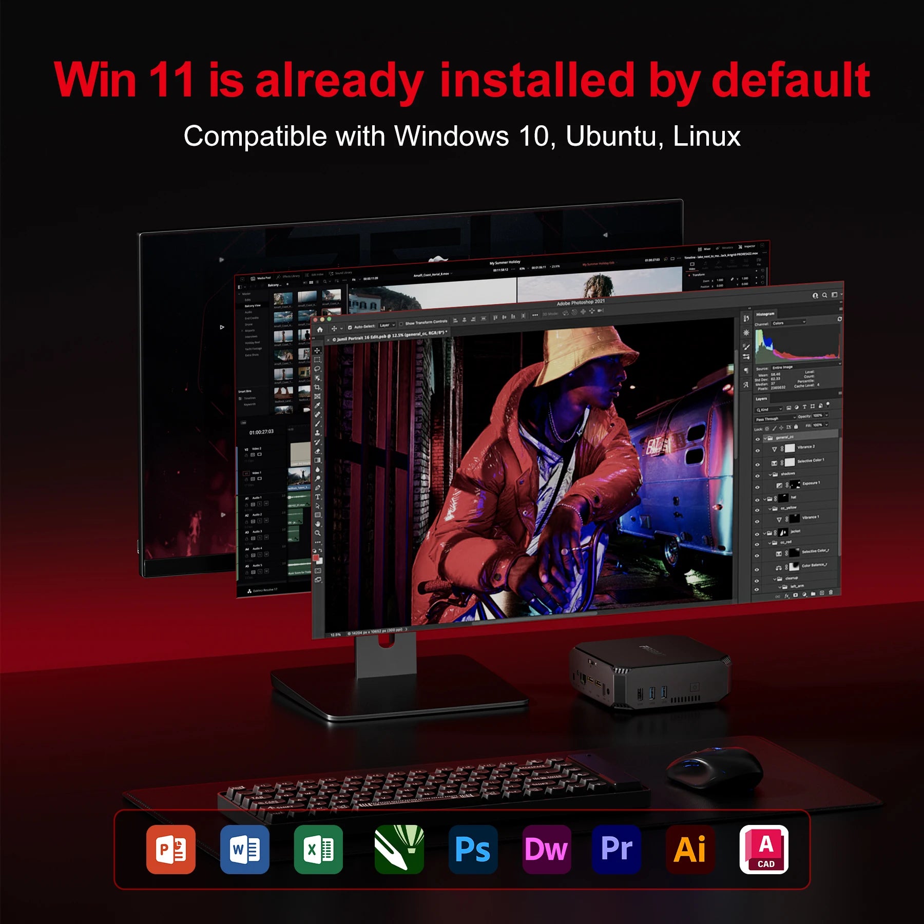 Leistungsstarker Mini-PC Intel N150 16GB 512GB Win11