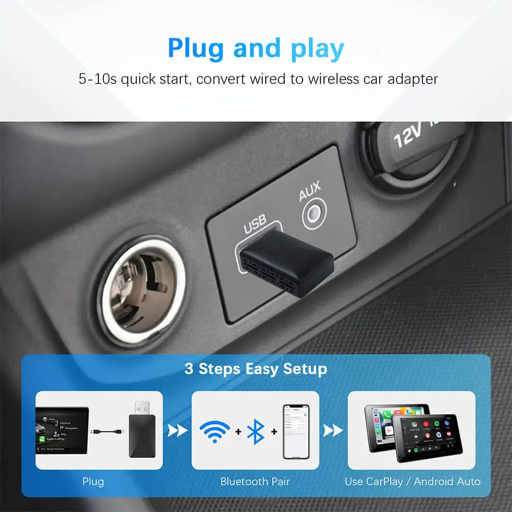 2in1 Kabel-zu-Wireless CarPlay Android Auto Adapter