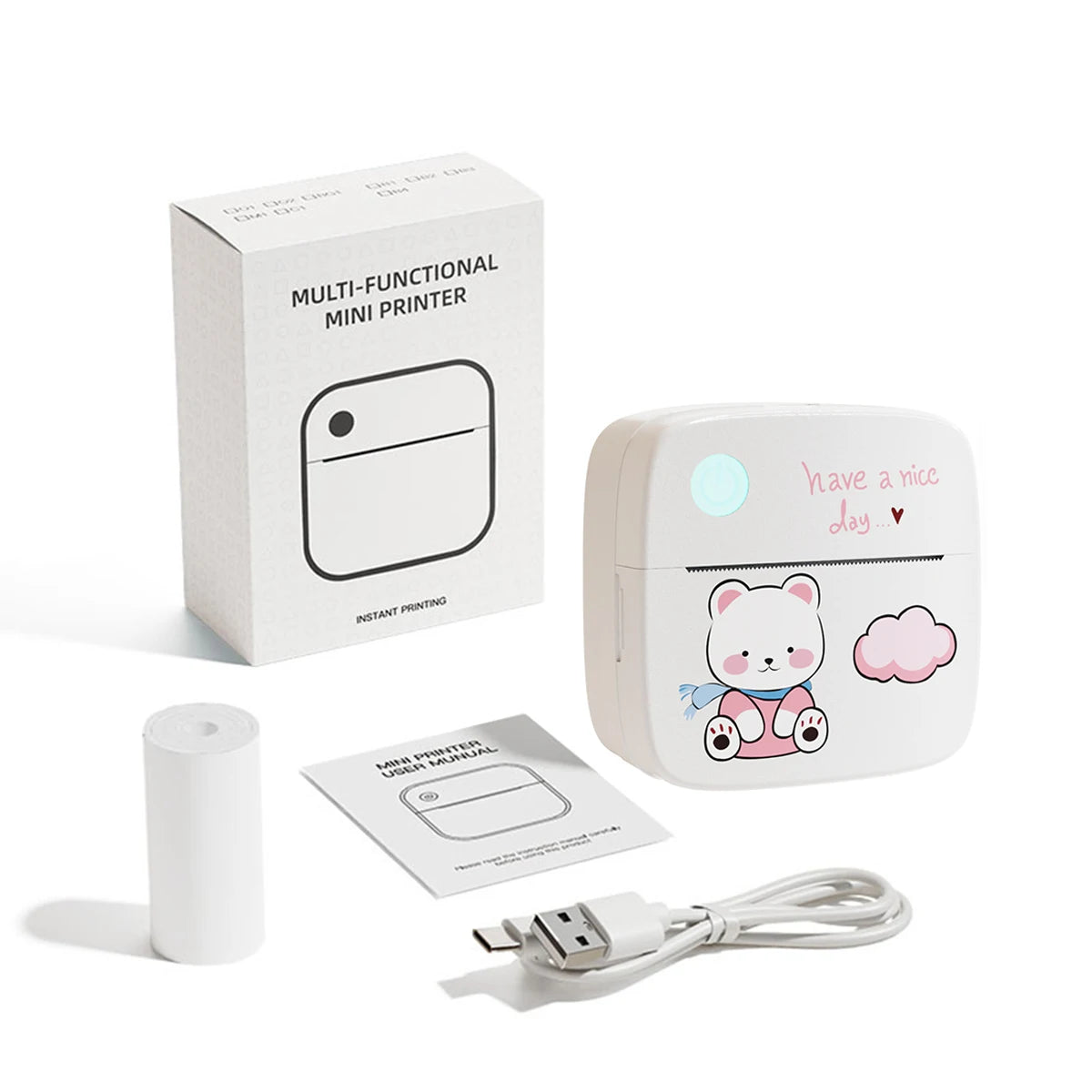 Portable mini thermal printer with Bluetooth, no ink required