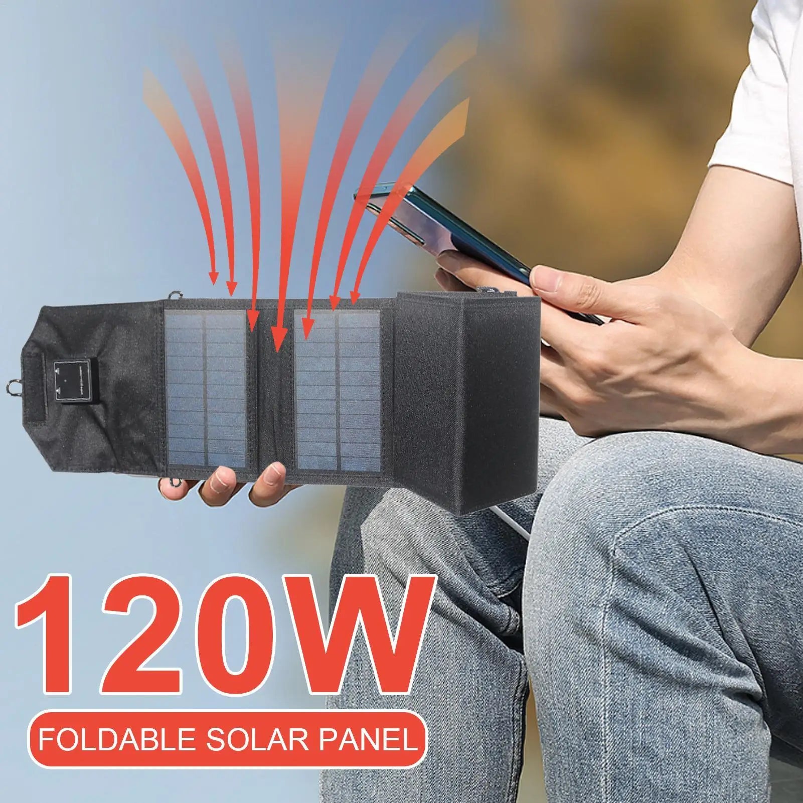 120W Faltbares Solar Ladegerät mit Doppel-USB