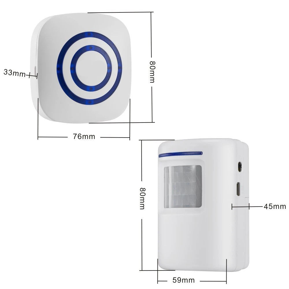 MDNG Drahtlose Türklingel mit PIR & Alarm