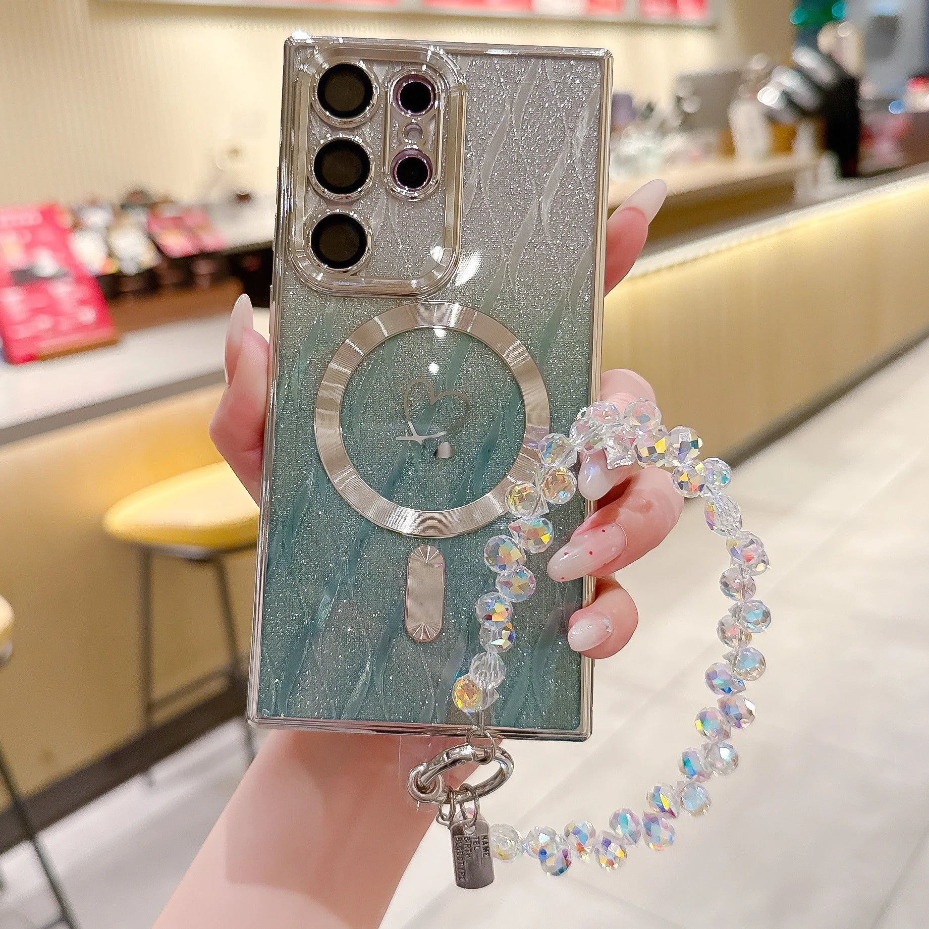 Herz Glitzer Kristall Armband Hülle für Samsung S25 Ultra