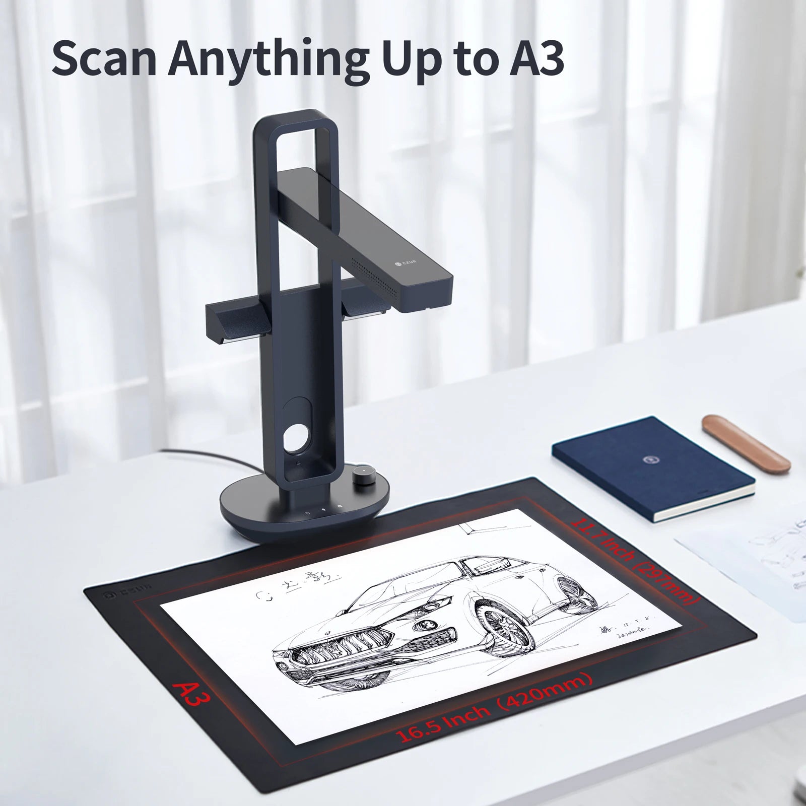 Tragbarer A3 Buchscanner mit OCR und LED Lampe