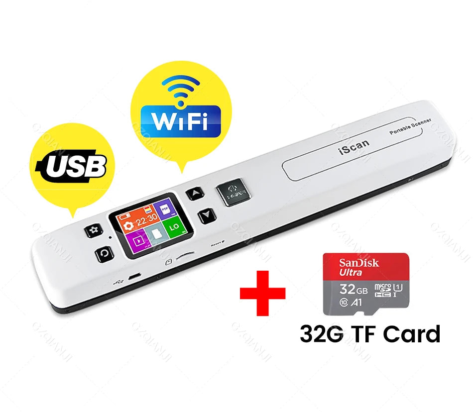 Kabelloser Mini A4 Dokumentenscanner mit TF Karte