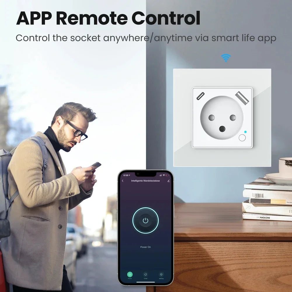 Smarte WLAN Steckdose mit USB-C Ladeport 20W
