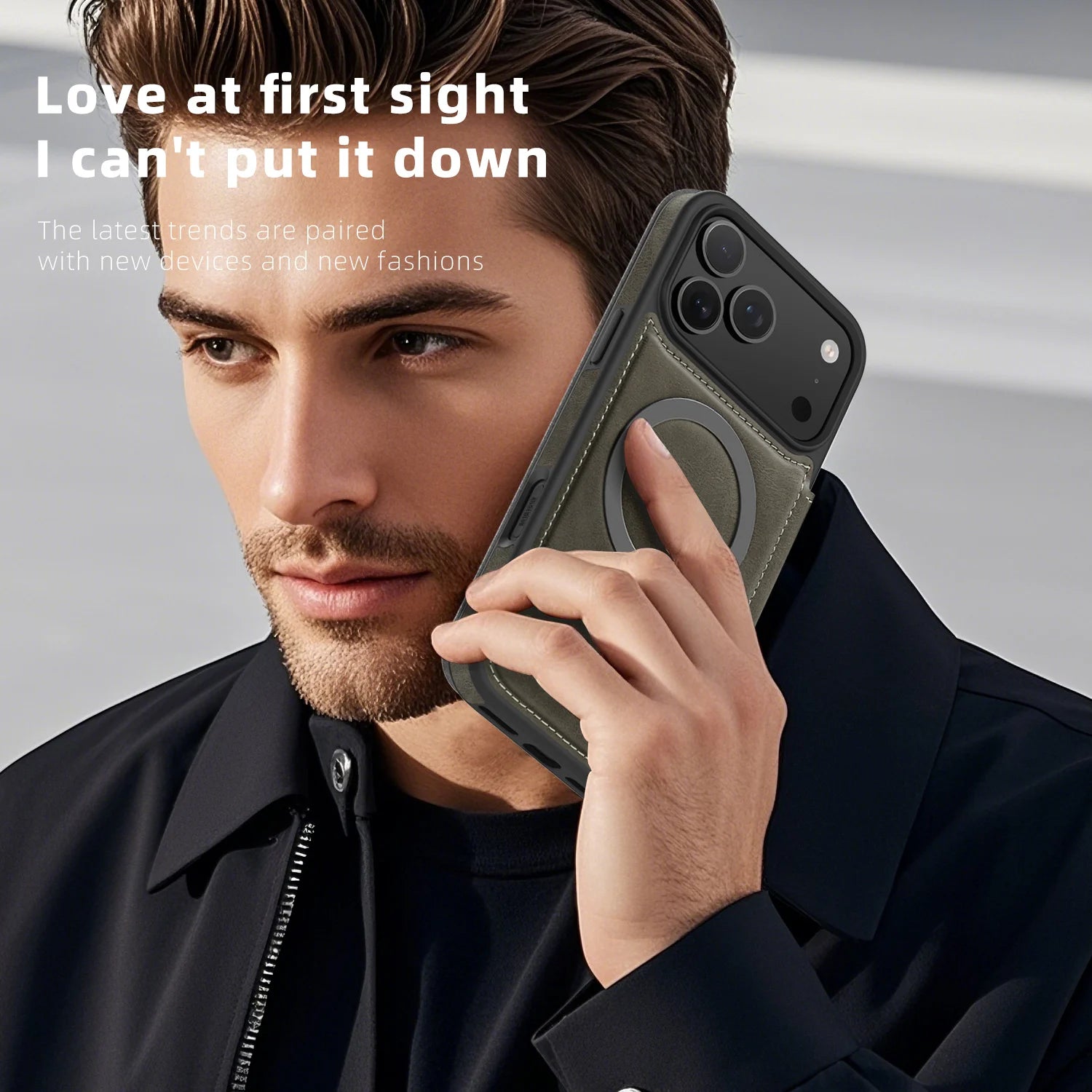 Luxuriöse RFID-blockierende Magnet Ledertasche für iPhone 17