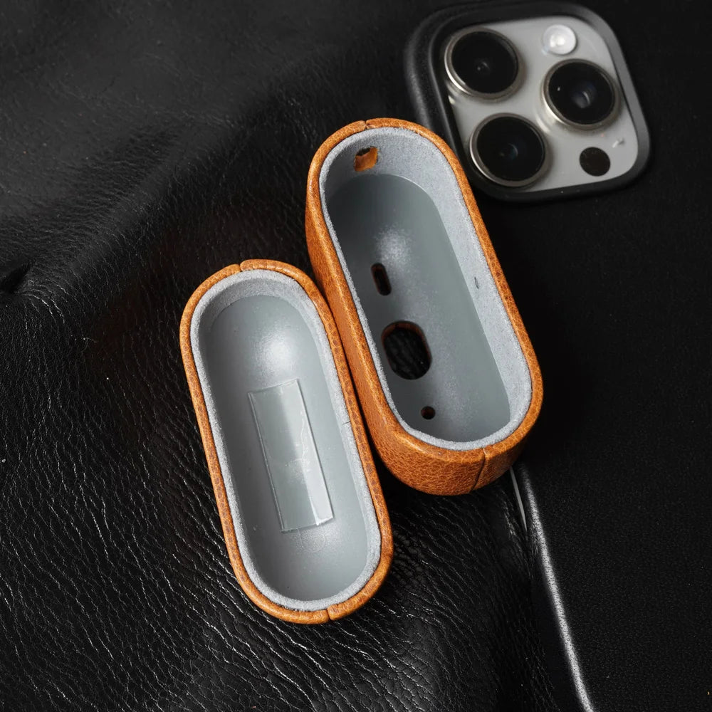 Echtleder‑Schutzhülle für AirPods Pro 3 mit Litschi‑Muster