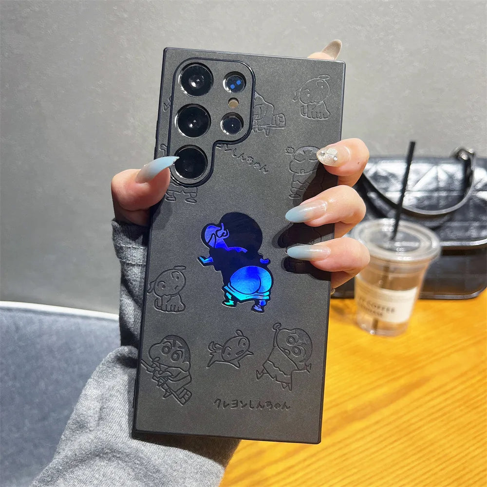 Leder Hülle für Samsung S23 S24 S25 Cartoon Astronaut