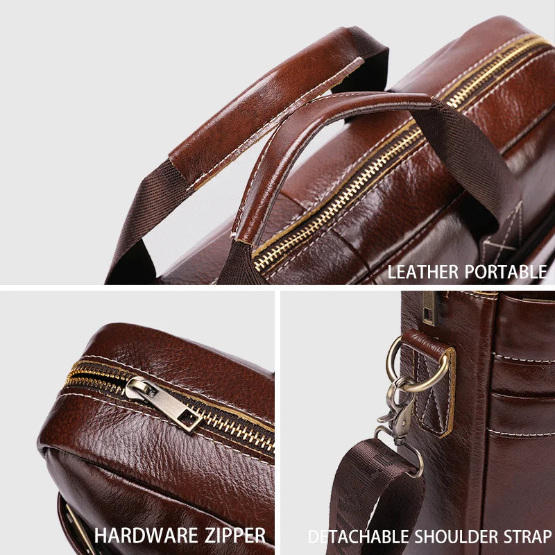 BULLCAPTAIN Herren Leder Laptoptasche