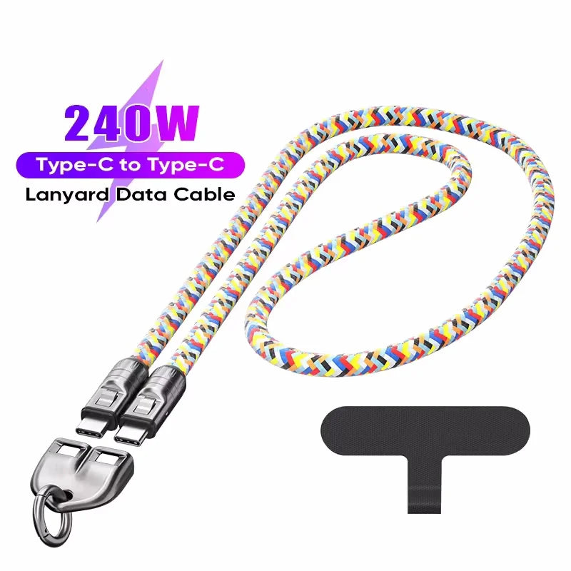 USB-C Lanyard Kabel 240W mit Umhängeband für Smartphones