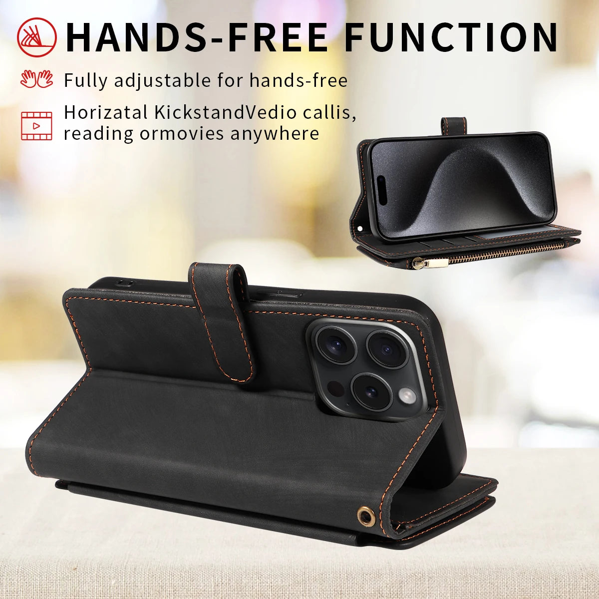 PU-Leder Reißverschluss Geldbörse für Xiaomi