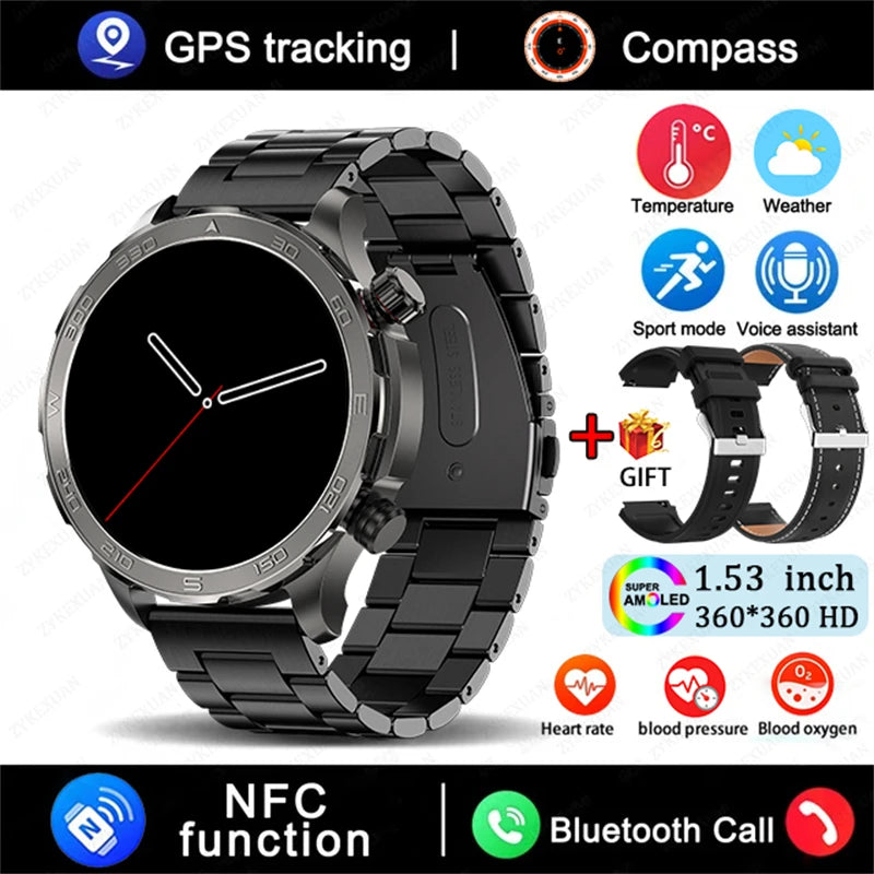 Sports Smartwatch 2025 with GPS, NFC & AMOLED display