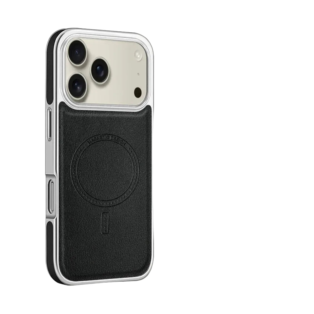Luxus Plating Rahmen PU Leder Magnetische Hülle für iPhone 17