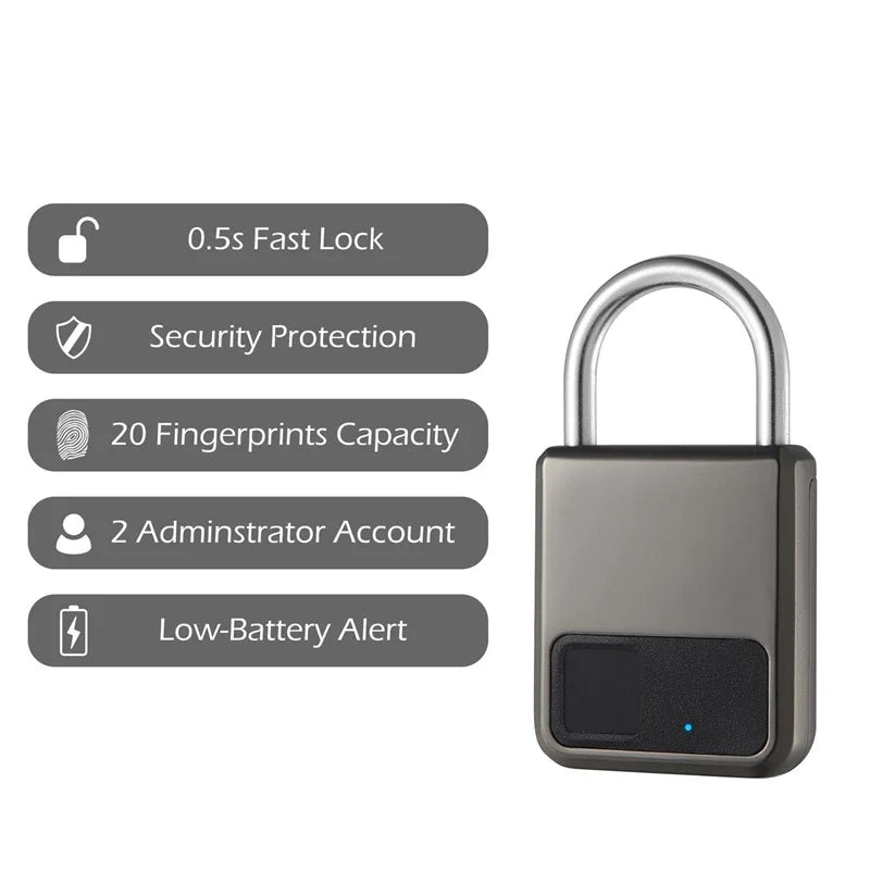 Smart Fingerabdruck-Vorhängeschloss USB wasserdicht