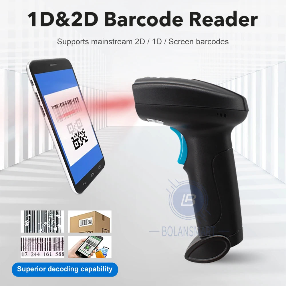 2D Bluetooth Kabel Scanner Tragbarer QR PDF417 Reader