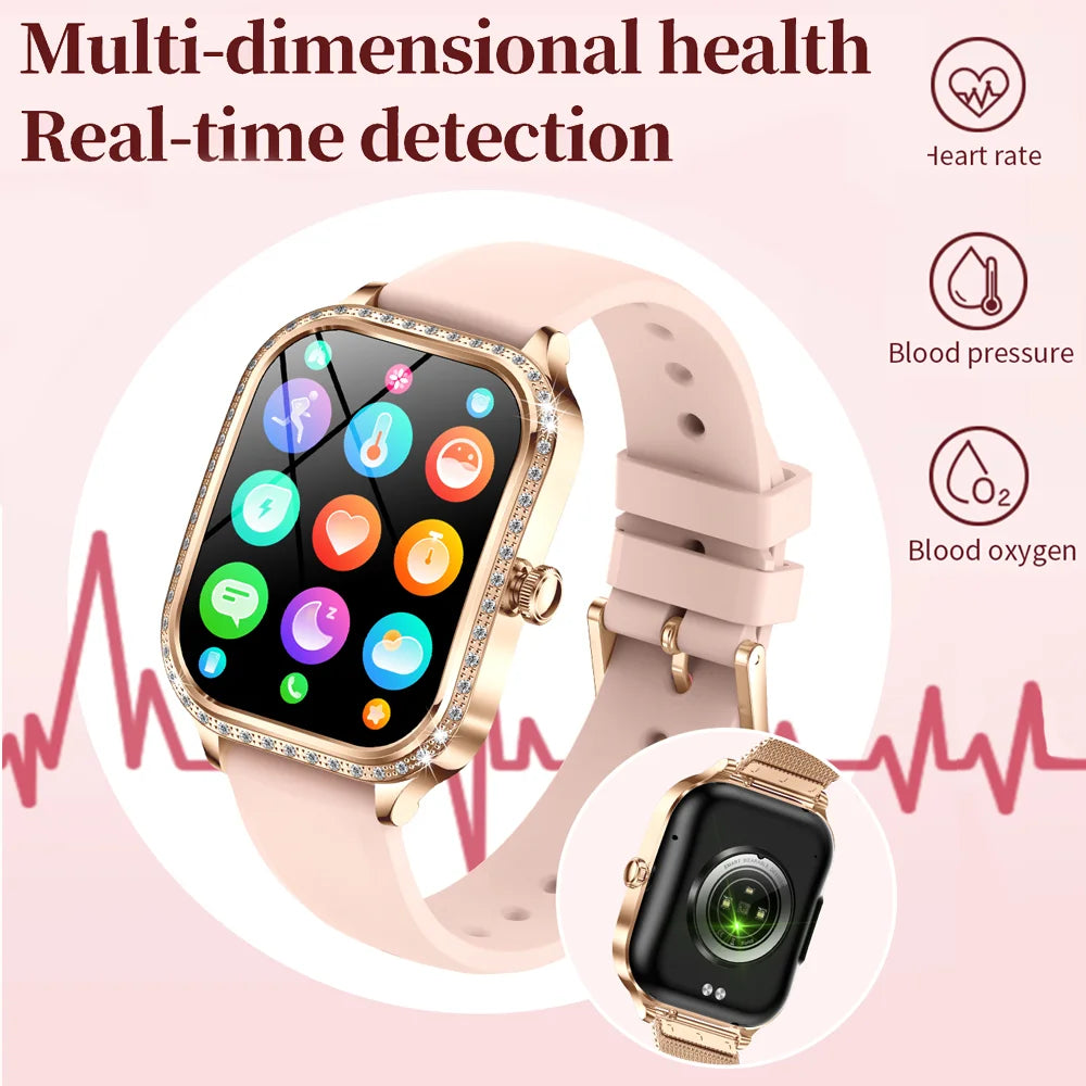 Elegant women's fitness smartwatch with call function