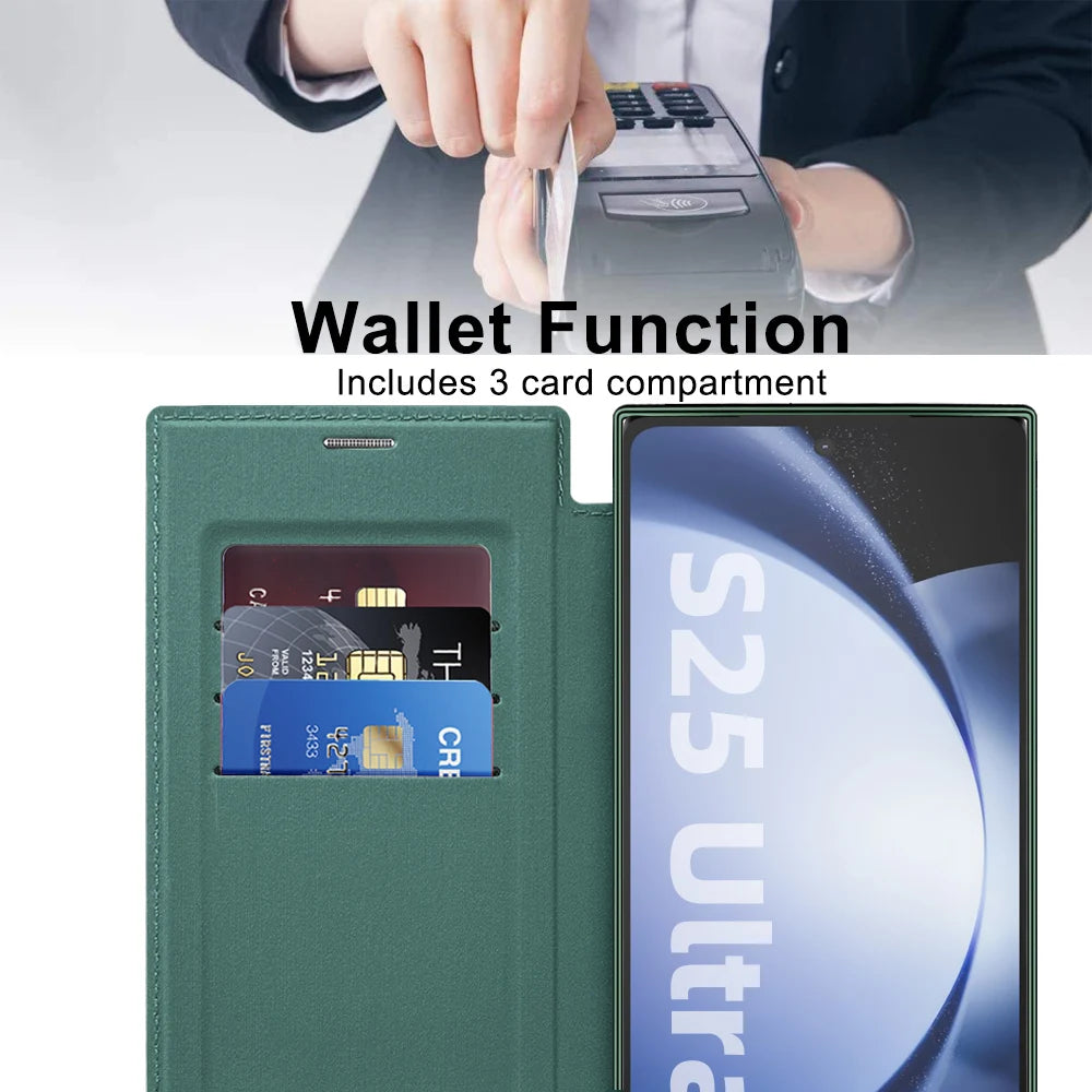 Flip Lederhülle für Samsung Galaxy S25 Ultra S24 FE
