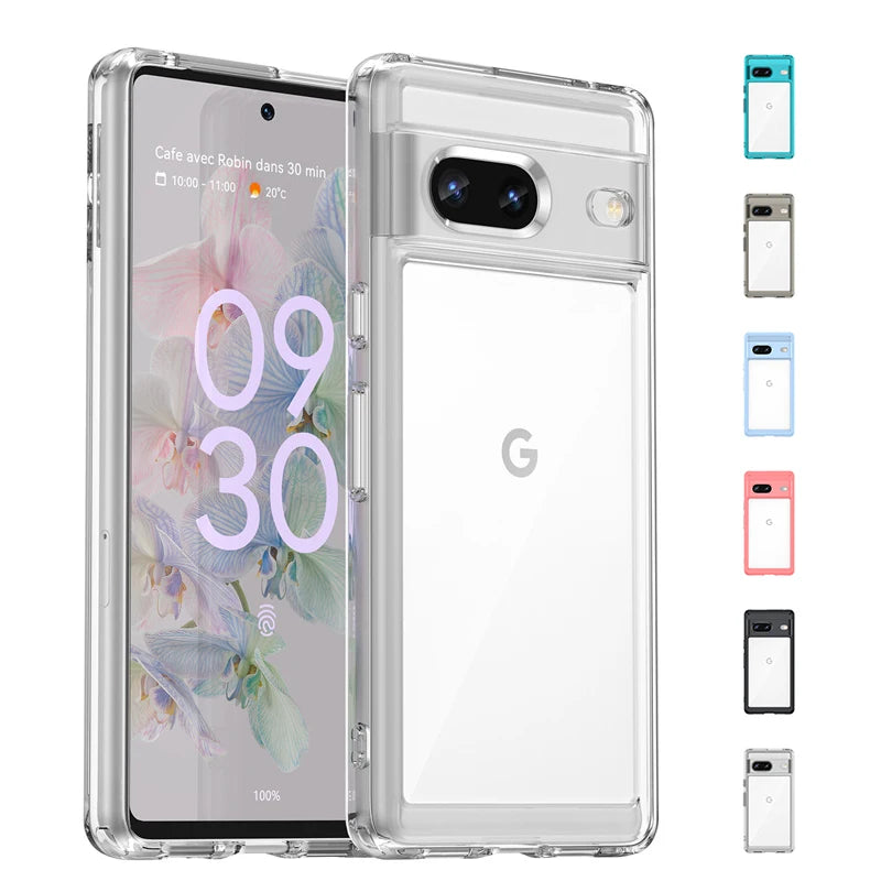 Klar transparente Pixel 7 Hülle mehrfarbig
