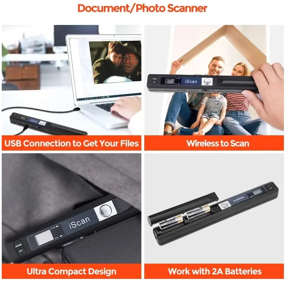 Tragbarer A4-Handscanner 900 DPI für Fotos & Dokumente