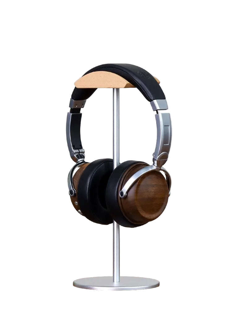 Minimalist headphone holder made of walnut wood