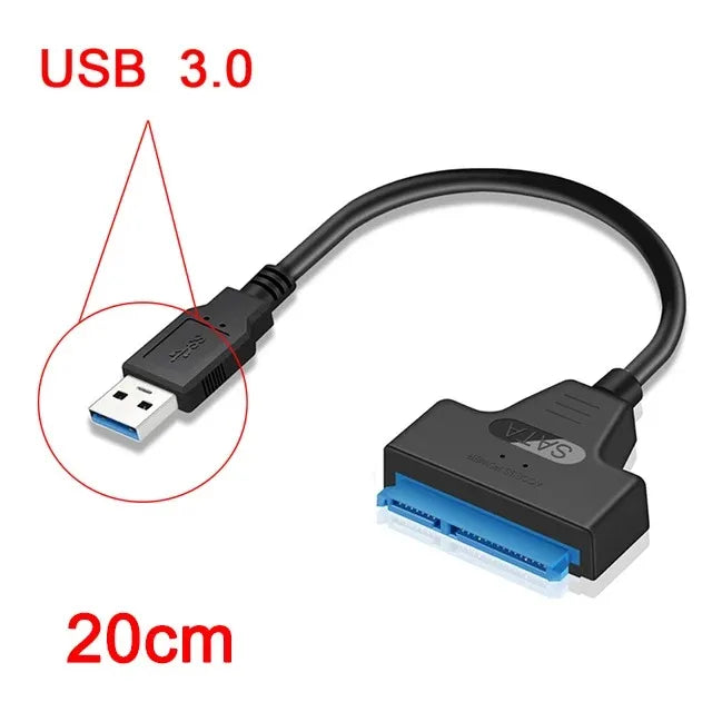 USB 3.0/2.0 SATA Kabel für SSD/HDD 20–50 cm