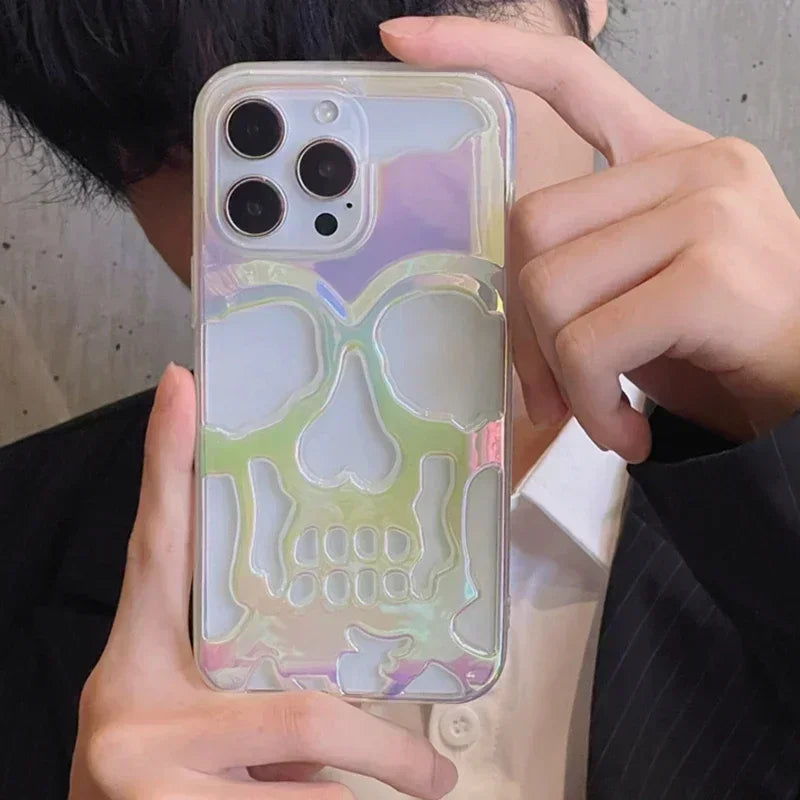 3D Matte Metallic Skull Phone Case for iPhone