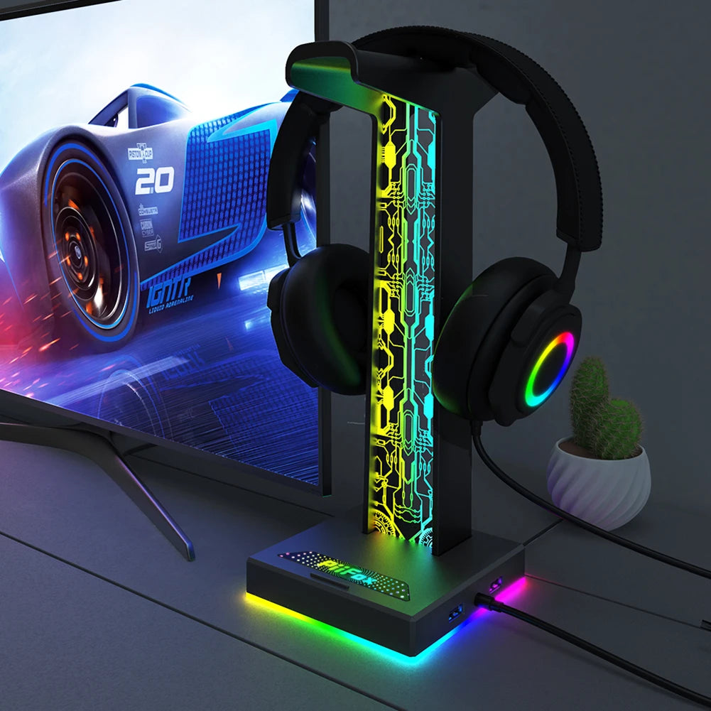 RGB Gaming Kopfhörerständer mit USB & 10 Lichtmodi