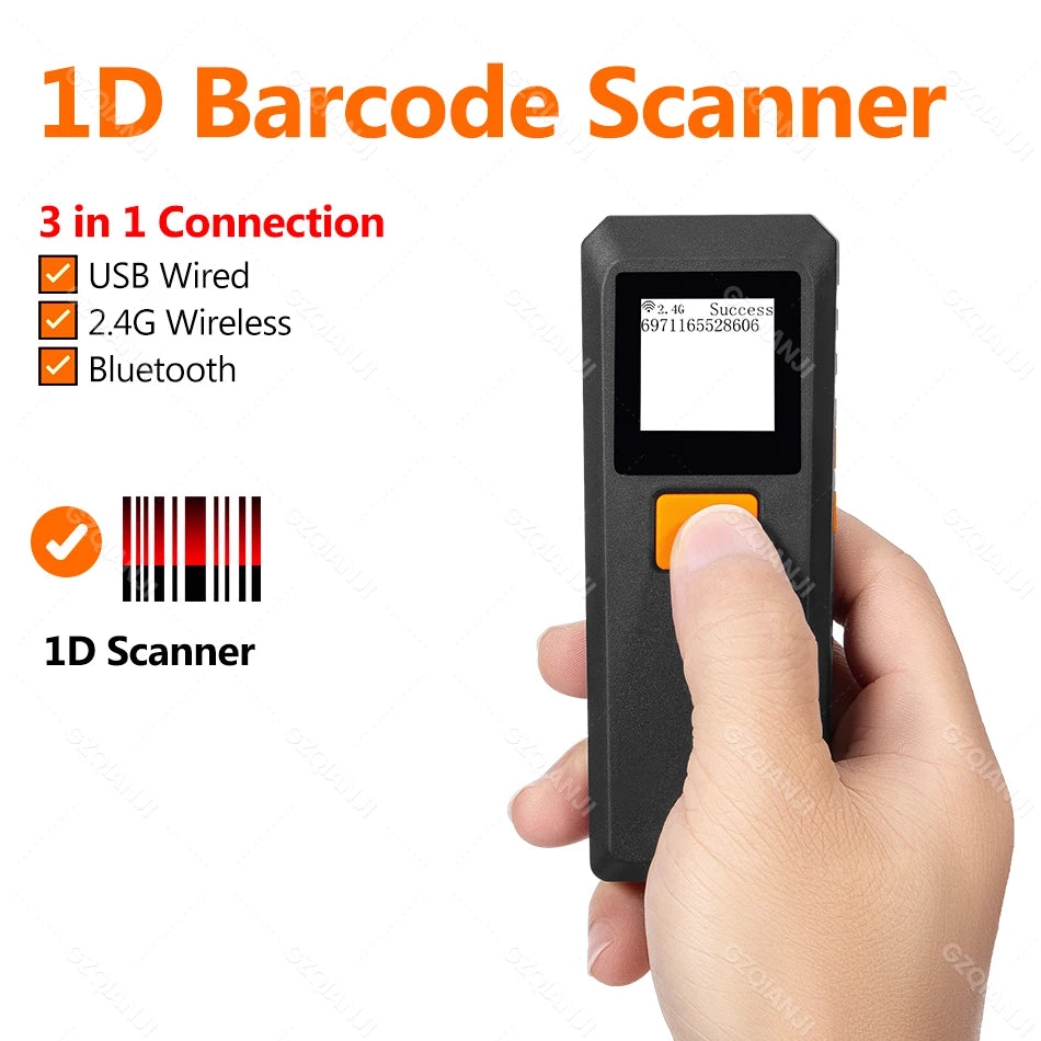 Tragbarer Bluetooth 1D 2D Laser Barcode Scanner Mini