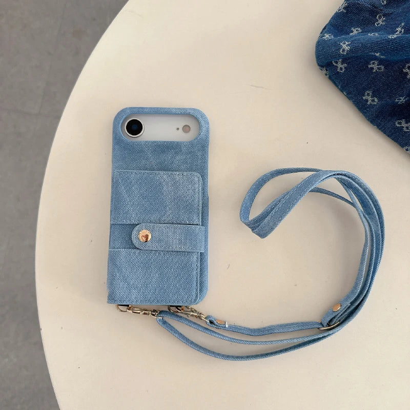 Denim Kartenhülle mit Lanyard für Google Pixel 10